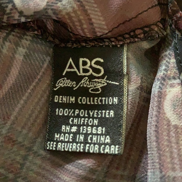A.B.S. Denim Collection plaid & floral sheer top M - Picture 7 of 13